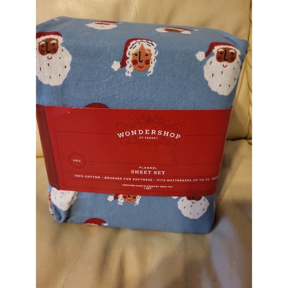 Wondershop Holiday Santa Flannel Sheet Set Full - Picture 5 of 10